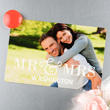 Imán personalizado de fotos de boda del Sr. y la Sra.  10.16 cm x 15.24 cm  Grande