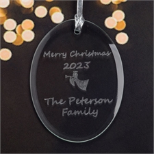 Personalized Laser Etched Angel Horn Glass Ornament