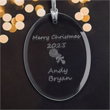 Personalized Laser Etched Baby Rattle Glass Ornament