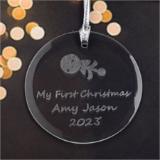 Personalized Engraving Baby Rattle Round Glass Ornament