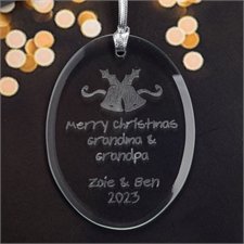 Personalized Laser Etched Bells Glass Ornament