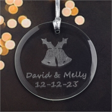 Personalized Engraving Bells Round Glass Ornament