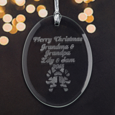 Personalized Laser Etched Candy Cane Glass Ornament