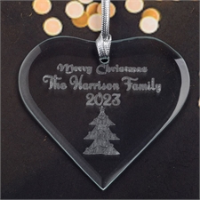 Personalized Engraved Christmas Tree Heart Shaped Ornament