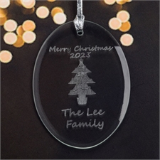 Personalized Laser Etched Christmas Tree Glass Ornament
