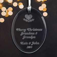 Personalized Laser Etched Heart Glass Ornament