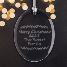 Personalized Laser Etched Holly Glass Ornament