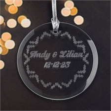 Personalized Engraving Holly Round Glass Ornament