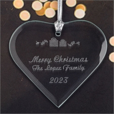 Personalized Engraved Christmas Present Heart Shaped Ornament