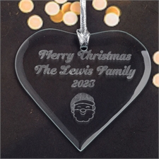 Personalized Engraved Santa Heart Shaped Ornament