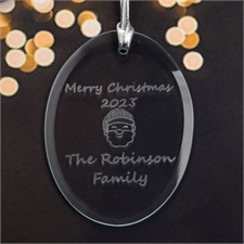 Personalized Laser Etched Santa Glass Ornament
