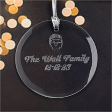 Personalized Engraving Santa Round Glass Ornament