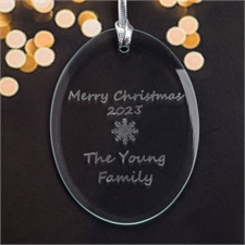 Personalized Laser Etched Snowflake Glass Ornament