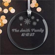 Personalized Engraving Little Snowflake Round Glass Ornament