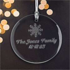 Personalized Engraving Snowflake Round Glass Ornament