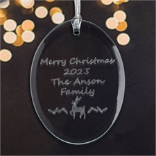 Personalized Laser Etched Reindeer Glass Ornament