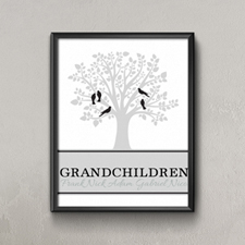 Árbol genealógico Cinco pájaros negros Impresión personalizada de un póster pequeño 21,59 cm x 27,94 cm 
