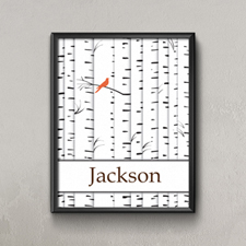 Árbol genealógico Un póster personalizado de un pájaro naranjado, pequeño 21,59 cm x 27,94 cm 