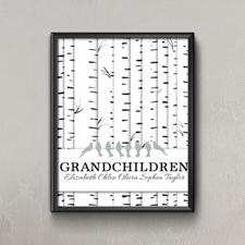 Árbol genealógico Ocho pájaros grises Impresión personalizada de un póster, pequeño 21,59 cm x 27,94 cm 
