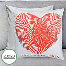 Funda de almohada grande personalizada para huellas del corazón 50.80 cm x 50.80 cm (sin inserto) 