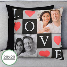 Love Collage Personalized Large Pillow Cushion Cover 50.80 cm x 50.80 cm (No hay insertos) 