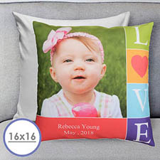 Colorful Love Personalized Pillow Cushion Cover 40.64 cm x 40.64 cm (Sin Insertar) 