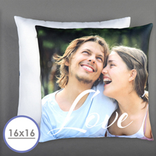 Script Love Personalized Photo Pillow 40.64 cm Cushion (No Insert) 