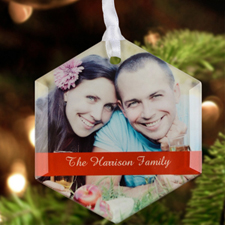 New Year Personalized Photo Glass Ornament Hexagon 3