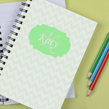 Personalized Pastel Lime Chevron Notebook