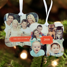 New Year Personalized Photo Metal Ornament Ornate 3