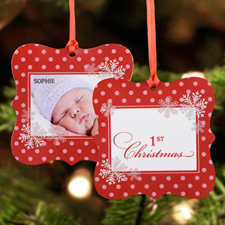 First Snowflake Personalized Photo Christmas Metal Ornament Square 3X3