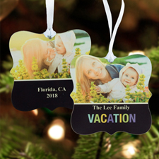 Vacation Memory Personalized Photo Metal Ornament Ornate 3
