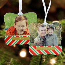 Happy Holidays Personalized Photo Metal Ornament Ornate 3