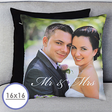 Sr. y Sra. Funda de almohada personalizada 40,64 cm x 40,64 cm (sin suplemento) 