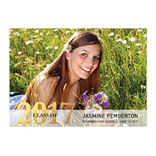 Tarjeta personalizada de graduación con foil dorado y fotografía