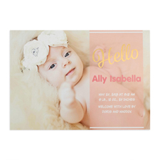 Tarjeta personalizada de anuncio de nacimiento con escritura en foil dorado