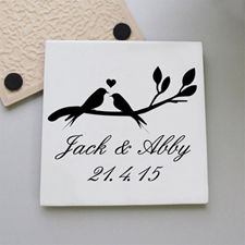 Wedding Birds Personalized Tile Coaster
