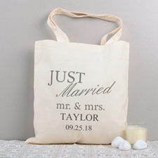 Bolsa de boda de algodón de Recien Casados personalizada 