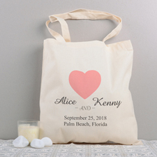 Bolsa de algodón para bodas de historias de amor personalizadas