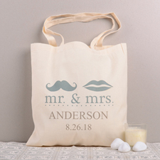 El Sr. y la Sra. Bolsa de algodón personalizada con pavo real para bodas