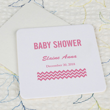 Portavasos de cartón para Baby Shower con diseño cuadrado con olas rosas