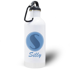 Botella de agua personalizada con nombre azul 