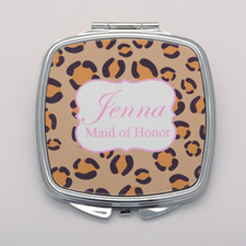 Espejo personalizado con estampado de leopardo rosado