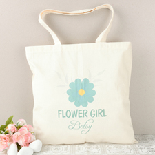 Bolsa de algodón personalizada con margaritas azules para la Flower Girl