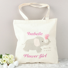 Bolsa personalizada de algodón de la chica elefante de flot rosa