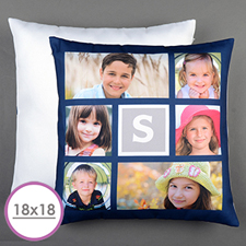 Navy Six Collage Personalized Large Cushion 45.72 cm x 45.72 cm (No hay insertos) 