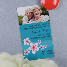Crear e imprimir la foto personalizada de florecimiento azul Imán de 5,08 cm x 8,89 cm Tamaño de tarjeta