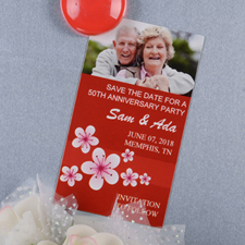 Crea e imprime el imán de fotos personalizado Red Flourish de 5,08 cm x 8,89 cm Tamaño de tarjeta