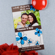 Crear e imprimir imán personalizado de fotos de flores marrones y azules 5,08 cm x 8,89 cm Tamaño de tarjeta