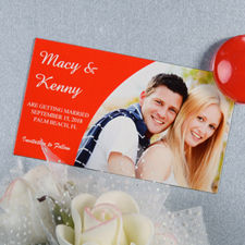 Crea e imprime un imán de fotos personalizado rojo simple de 5,08 cm x 8,89 cm Tamaño de tarjeta